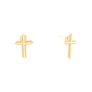 MILOR SILVER  Italy 14kt Gold Plated Cross Bead Edge Earrings